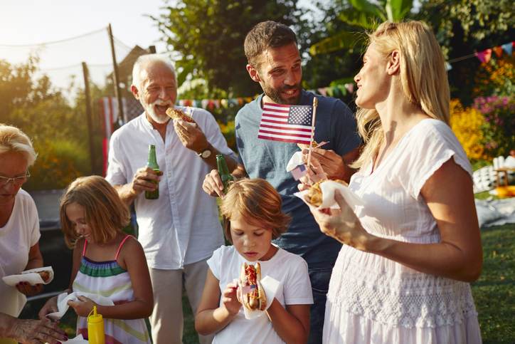Multi-generation Family Celebrating 4th of July
